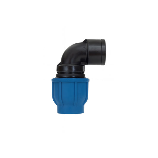 Gomito a compressione 90° per tubo PE polietilene con derivazione filettata femmina - IRRITEC Connecto Plus - Ø32 x 1"